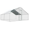 A Large Enclosure 13 x 13 Feet Walk-in Chicken Coop With Waterproof Cover For Outdoor Backyard Farm - gray - Galvanized steel