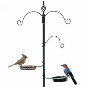 The Bird Feeding Station Multi Feeder Hanging Kit With Bird Bath Tray and Hanging Hook - black - bird