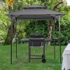 Outdoor Grill Gazebo 8 x 5 Ft, Shelter Tent, Double Tier Soft Top Canopy and Steel Frame with hook and Bar Counters, Grey-dk - grey