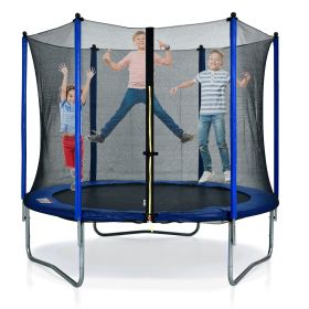 10FT Round Trampoline for Kids with Safety Enclosure Net, Outdoor Backyard Trampoline with Ladder RT - Blue