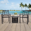 MEOOEM Patio Dining Set  Outdoor Furniture Square Bistro Metal Table Side Table and Metal Stackable Chairs, Black - Modern