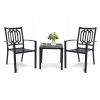 MEOOEM Patio Dining Set  Bistro Set Outdoor Furniture Square Bistro Metal Table Side Table and Metal Stackable Chairs, Black - Modern