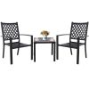 MEOOEM Patio Dining Set Outdoor Metal Square Bistro Side/End Table and Stackable Patio Dining Chairs, Black - Modern