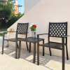 MEOOEM Patio Dining Set Outdoor Metal Square Bistro Side/End Table and Stackable Patio Dining Chairs, Black - Modern