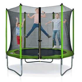 10FT Round Trampoline for Kids with Safety Enclosure Net, Outdoor Backyard Trampoline with Ladder RT - Green