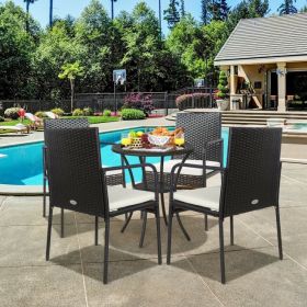 4 Pieces Patio Wicker Rattan Dining Set with Comfy Cushions - as show