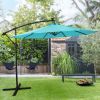 TOPMAX 10FT Patio Offset Lighted Hanging Cantilever Umbrella for Backyard,Poolside, Garden and Lawn, Blue - Blue