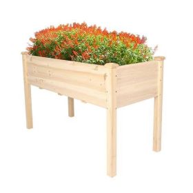 Bosonshop Raised Garden Bed Wood Patio Elevated Planter Box Kit with Stand for Outdoor Backyard Greenhouse (Natural) - 1