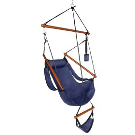 Hardwood With Cup Holder Wooden Stick Perforated 100kg Seaside Courtyard Hanging Chair - Blue - 100 Kg