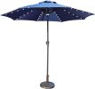 9 Ft Market Outdoor Aluminum Table Umbrella with Solar LED Led lights and Push Button Tilt - Navy Blue