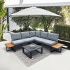 8 Pcs Patio Aluminum Conversation Sets, Outdoor Sectional Couch Furniture, with Cushions and Coffee Table,for Backyard Garden - Grey