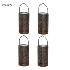 Backyard Patio Hanging Solar Metal Lamp Retro Money Hole Hollow Wind Light - Solar Retro Lanterns - 4 PC