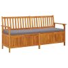 Storage Bench with Cushion 66.9" Solid Wood Acacia - Grey