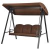 Outdoor 3-Seat Porch Swing with Adjust Canopy and Cushions - coffee