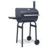 Charcoal BBQ Grill Smoker with Bottom Shelf Black - Black