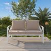 Outdoor Metal Loveseat with Cushions, All-Weather Outdoor Black Metal 2 Seats Sofa Couch with Cushions - White