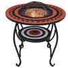 Mosaic Fire Pit Table Terracotta and White 26.8" Ceramic - Brown