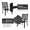 MEOOEM Patio Dining Set Outdoor Metal Square Bistro Side/End Table and Stackable Patio Dining Chairs, Black - American