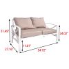 Outdoor Metal Loveseat with Cushions, All-Weather Outdoor Black Metal 2 Seats Sofa Couch with Cushions - White