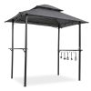 Outdoor Grill Gazebo 8 x 5 Ft, Shelter Tent, Double Tier Soft Top Canopy and Steel Frame with hook and Bar Counters, Grey-dk - grey