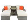 Patio Furniture Sets, 3-Piece Patio Wicker Sofa with Cushions, Pillows, Ottomans and Lift Top Coffee Table - Beige