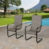 Outdoor Dining Chairs Padded Patio Spring Motion Chairs with High Curved Backrest  - Set of 2