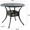 35.5' Patio Round Dining Table Outdoor Cast Aluminum Bistro Table with 1.88' Umbrella Hole - Round