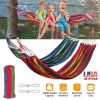 Camping Travel Beach Double Hammock Canvas Hanging Hammock Swing Bed - Blue Stripe - Canvas