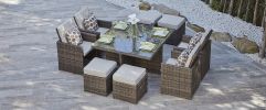 Direct Wicker 9-Piece Outdoor PE Rattan Wicker Patio Dining Table Set Garden Outdoor Patio Furniture Set - Brown