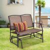 Iron Patio Rocking Chair for Outdoor Backyard and Lawn - Brown