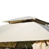 U_STYLE Quality Double Tiered Grill Canopy, Outdoor BBQ Gazebo Tent with UV Protection, Beige - MX198523AAA