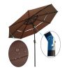 9Ft 3-Tiers Outdoor Patio Umbrella with Crank and tilt and Wind Vents for Garden Deck Backyard Pool Shade Outside Deck Swimming Pool - W65627938