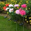 LED Roses with Leaves Flower Stake, Solar Energy for Garden Backyard - White