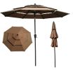 9Ft 3-Tiers Outdoor Patio Umbrella with Crank and tilt and Wind Vents for Garden Deck Backyard Pool Shade Outside Deck Swimming Pool - W65627938