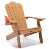 TALE Adirondack Chair Backyard Outdoor Furniture Painted Seating with Cup Holder,For All-Weather - brown