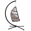 Outdoor Patio C Type Bracket Wicker Folding Hanging Chair With Cushion And Pillow - Beige - Hanging Chair