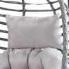 Rattan Weather Resistant Foldable Hanging Hammock Egg Chair with Stand for Patio - Grey