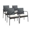 4 Pieces Patio Wicker Rattan Dining Set with Comfy Cushions - as show