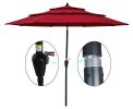 9Ft 3-Tiers Outdoor Patio Umbrella with Crank and tilt and Wind Vents for Garden Deck Backyard Pool Shade Outside Deck Swimming Pool RT - W65627937