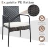 4 Pieces Patio Wicker Rattan Dining Set with Comfy Cushions - as show