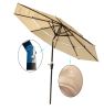 9Ft 3-Tiers Outdoor Patio Umbrella with Crank and tilt and Wind Vents for Garden Deck Backyard Pool Shade Outside Deck Swimming Pool RT - W65627936