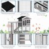 A Cozy And Comfortable 2-Story Wooden Rabbit Hutch With Running Area - Gray