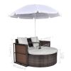 Outdoor Backyard Half-Moon Sectional Furniture Rattan Sofa  2-Piece Set - Brown - Rattan