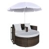 Outdoor Backyard Half-Moon Sectional Furniture Rattan Sofa  2-Piece Set - Brown - Rattan