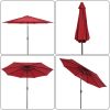 Free shipping 9FT Central Umbrella Waterproof Folding Sunshade for Garden, Backyard, Pool and Deck, Wine Red YJ - Wine Red