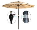 9Ft 3-Tiers Outdoor Patio Umbrella with Crank and tilt and Wind Vents for Garden Deck Backyard Pool Shade Outside Deck Swimming Pool RT - W65627936