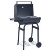 Charcoal BBQ Grill Smoker with Bottom Shelf Black - Black