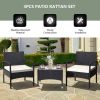 3 Pieces Patio Wicker Rattan Furniture Set with Cushion for Lawn Backyard - Beige