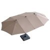 Outdoor Patio Backyard Double-Sided Offset Umbrella with Large UV-Proof Canopy, Wind Vent, Open Close Crank, Khaki XH - khaki