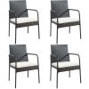 4 Pieces Patio Wicker Rattan Dining Set with Comfy Cushions - as show